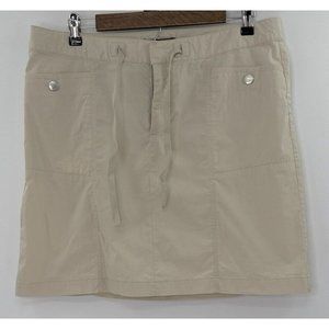 Eddie Bauer Women’s Khaki Snap Button Drawstring Cotton Nylon Skirt Sz 10 Preppy